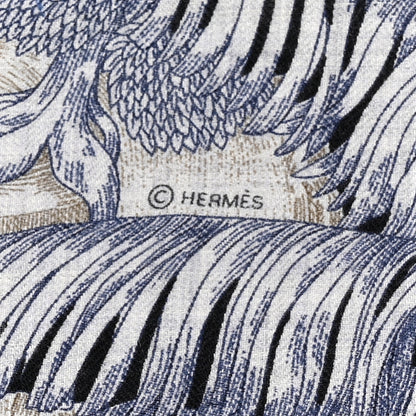Hermes Cashmere Silk Faubourg Tropical Shawl 140 Naturel 4 of 6