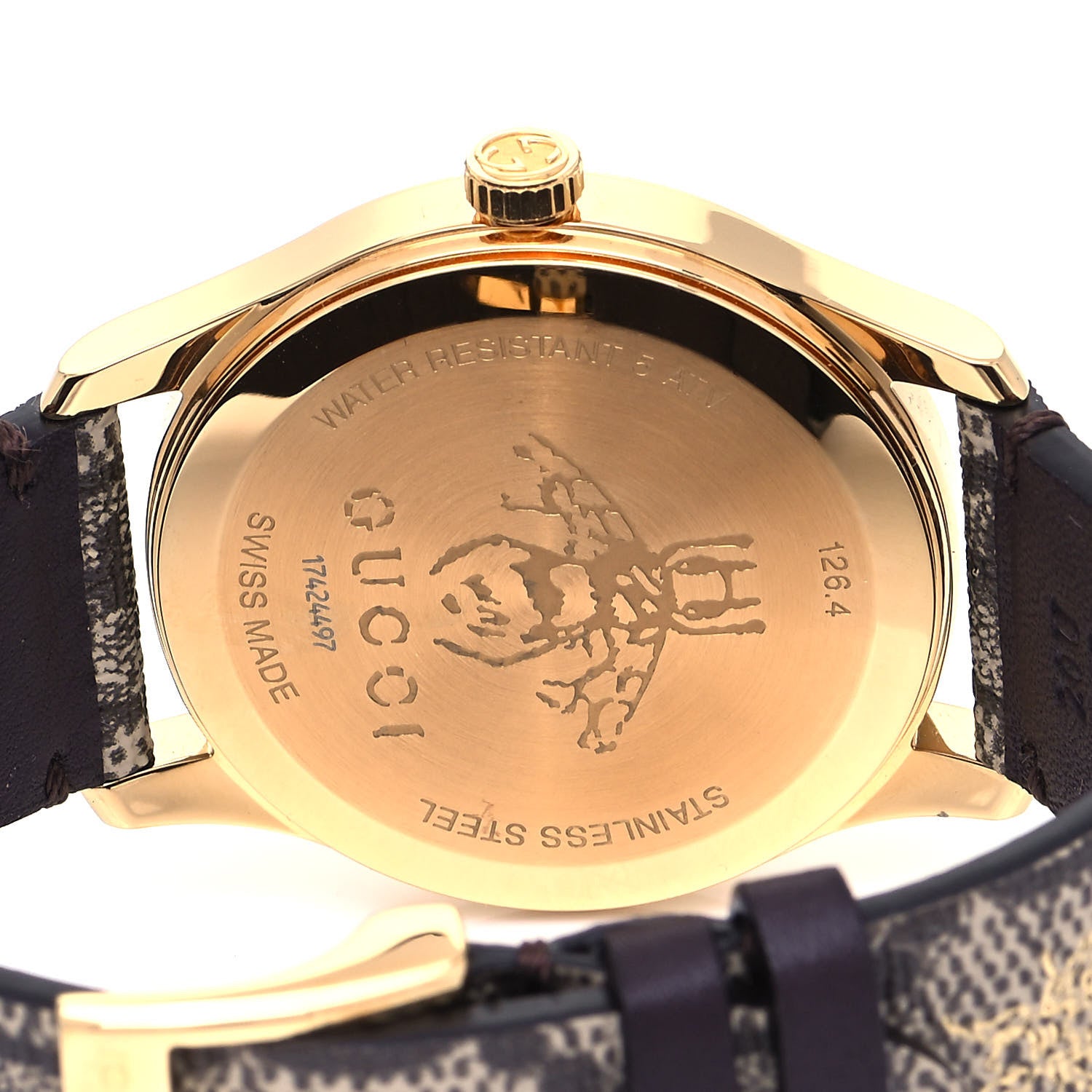 Gucci Stainless Steel Canvas 38mm G-Timeless GG Supreme Bee Quartz Watch Brown 4 of 5