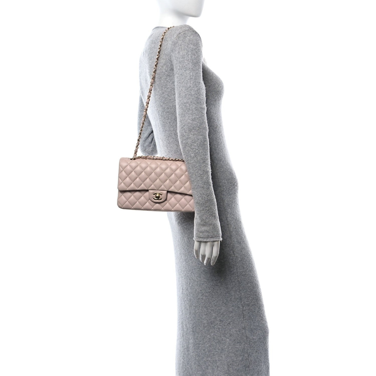 Chanel Lambskin Quilted Medium Double Flap Light Pink 3 of 12