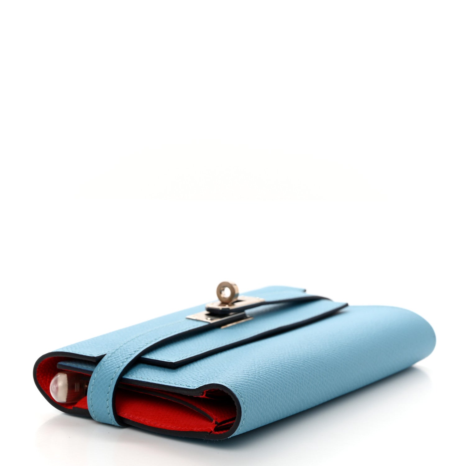 Hermes Epsom Verso Medium Kelly Wallet Bleu Du Nord Rouge De Coeur 4 of 7