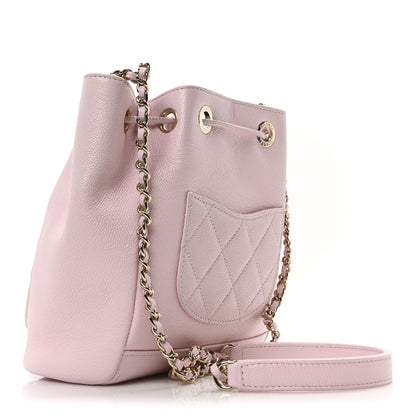 Chanel Caviar Quilted CC Pocket Bucket Bag Light Pink 3 of 10