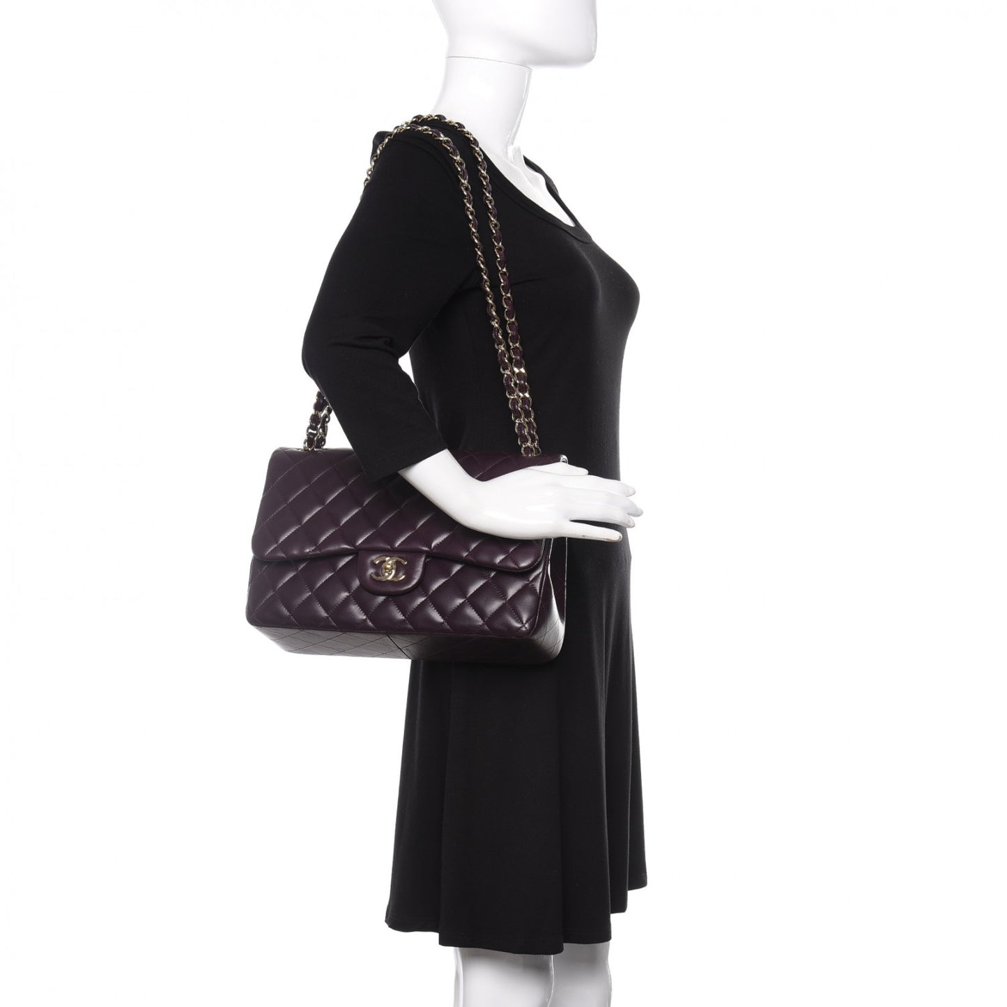 Lambskin Quilted Jumbo Double Flap Purple