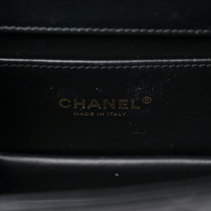 Chanel Shiny Calfskin Quilted Mini Chain Top Handle Flap Black 6 of 13