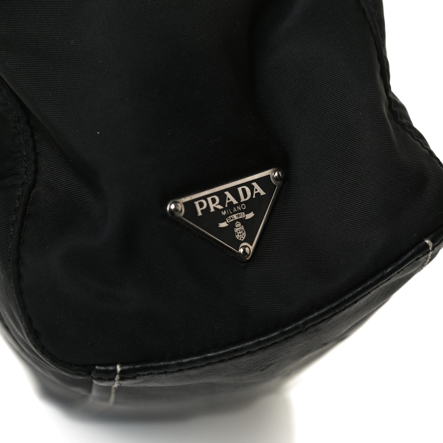 Prada Soft Calfskin Nylon Buckle Shoulder Bag Black 12 of 15