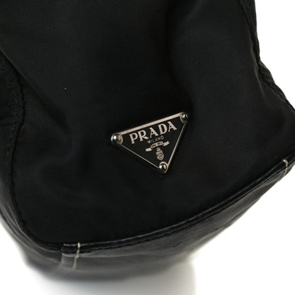 Prada Soft Calfskin Nylon Buckle Shoulder Bag Black 12 of 15