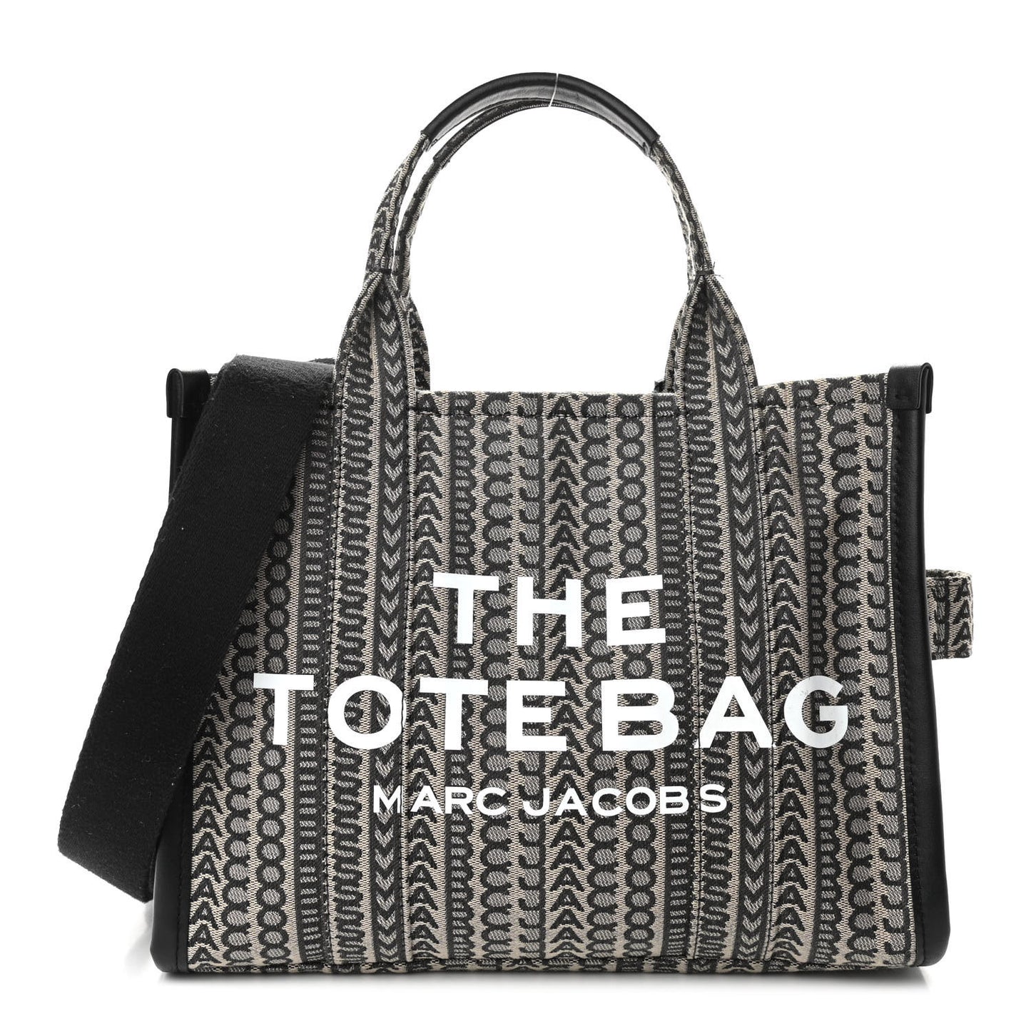 Cotton Jacquard Monogram Medium The Traveler Tote Bag Beige Multicolor