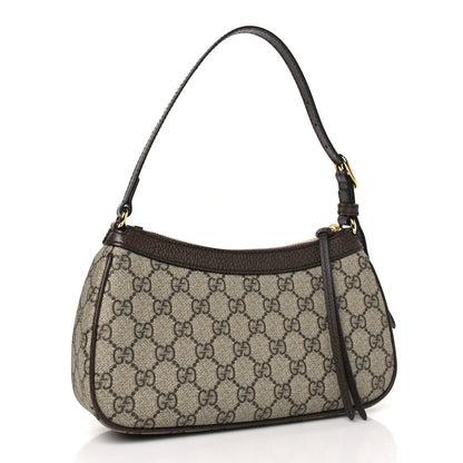 Gucci GG Supreme Monogram Textured Dollar Calfskin Small Ophidia Hobo Beige Ebony New Acero 3 of 10