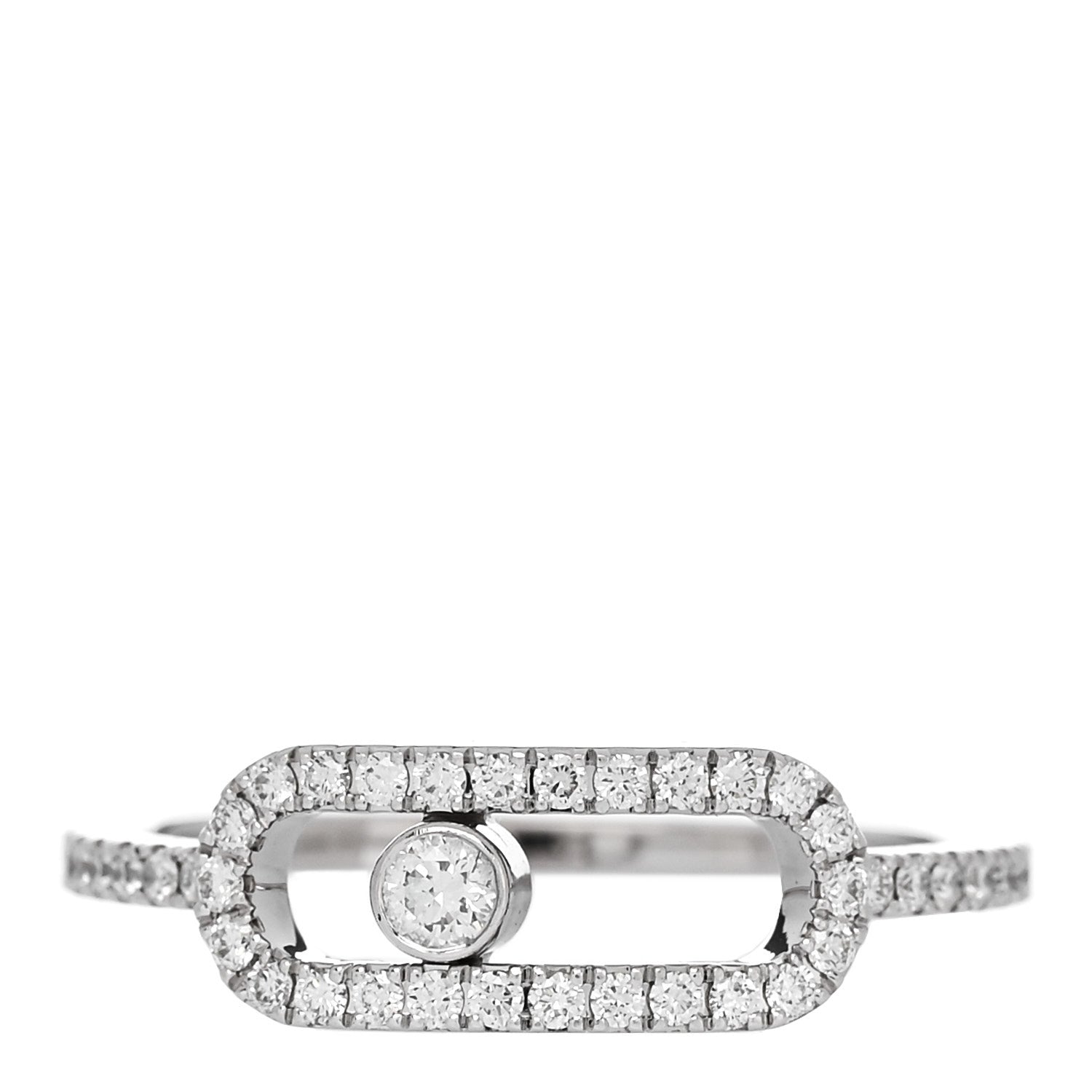 Messika 18K White Gold Diamond Move Uno Pave Ring 53 6.5 1 of 5
