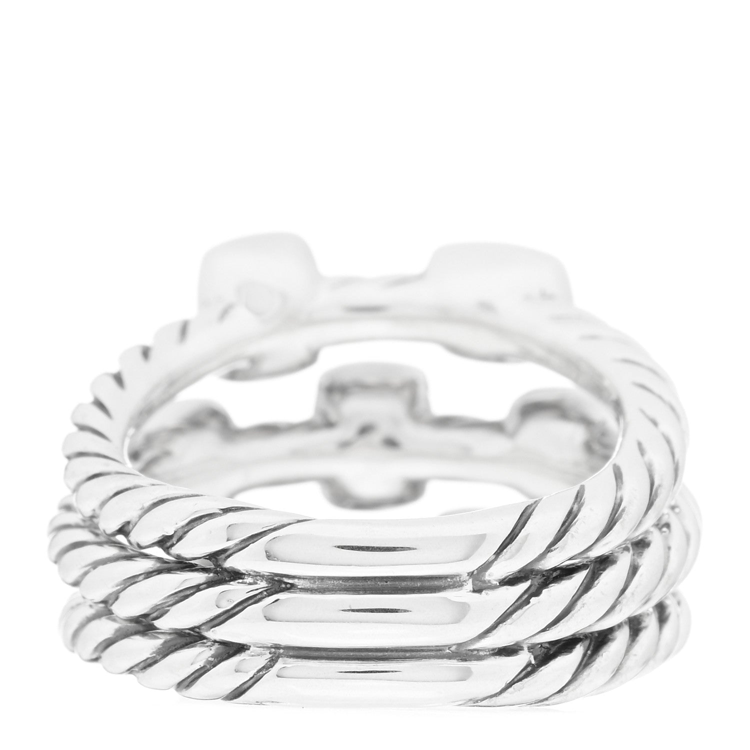 David Yurman Sterling Silver Blue Topaz Confetti 3 Row Ring 50 5.25 3 of 4