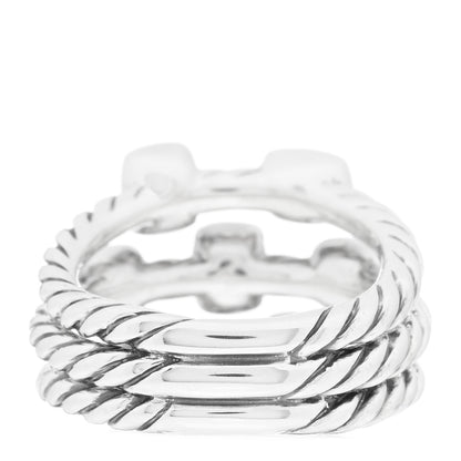 David Yurman Sterling Silver Blue Topaz Confetti 3 Row Ring 50 5.25 3 of 4
