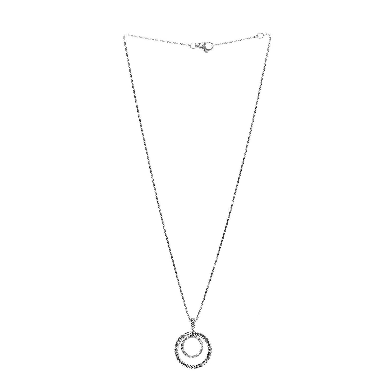 Sterling Silver Diamond Mobile Circle Pendant Necklace