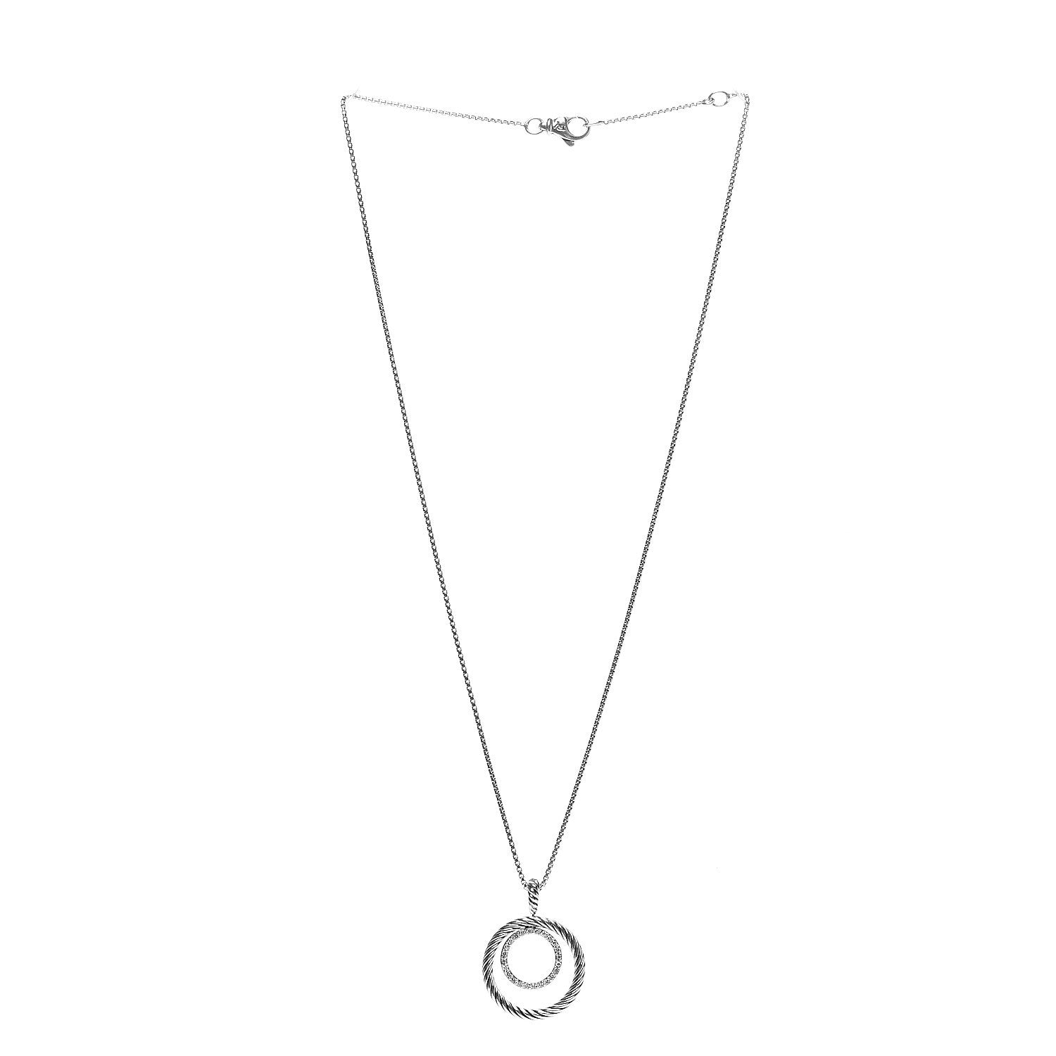 David Yurman Sterling Silver Diamond Mobile Circle Pendant Necklace 3 of 6