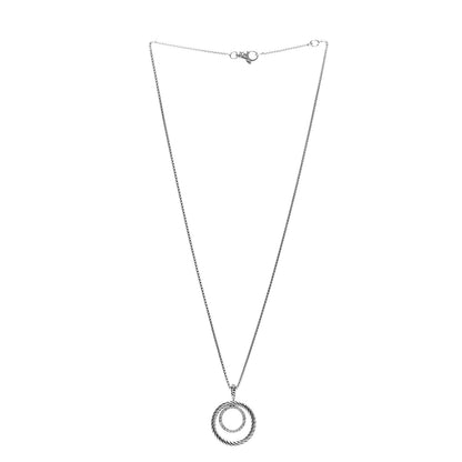 David Yurman Sterling Silver Diamond Mobile Circle Pendant Necklace 3 of 6