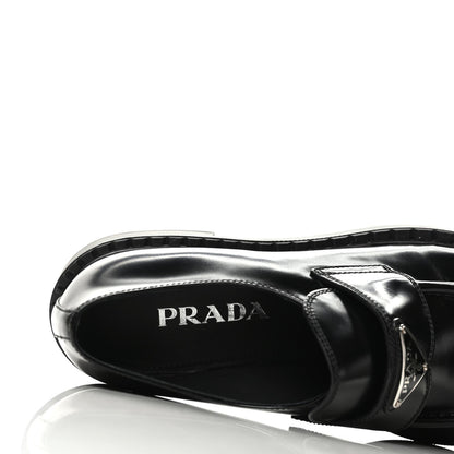 Prada Spazzolato Metal Triangle Logo 50mm Loafers 39.5 Black 7 of 8