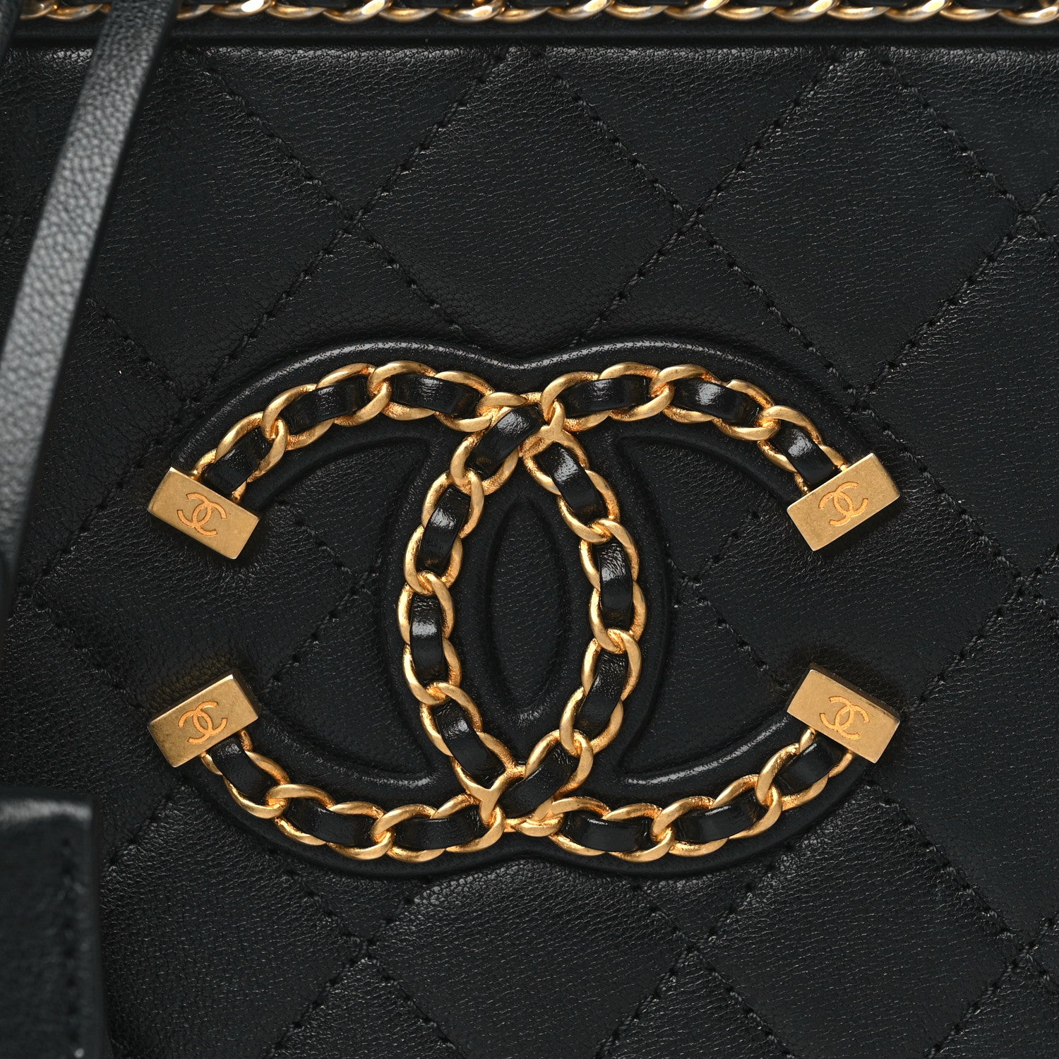Chanel Goatskin Quilted Small CC Filigree Vanity Case Black 8 of 10