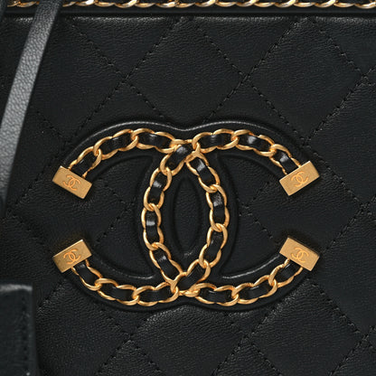 Chanel Goatskin Quilted Small CC Filigree Vanity Case Black 8 of 10