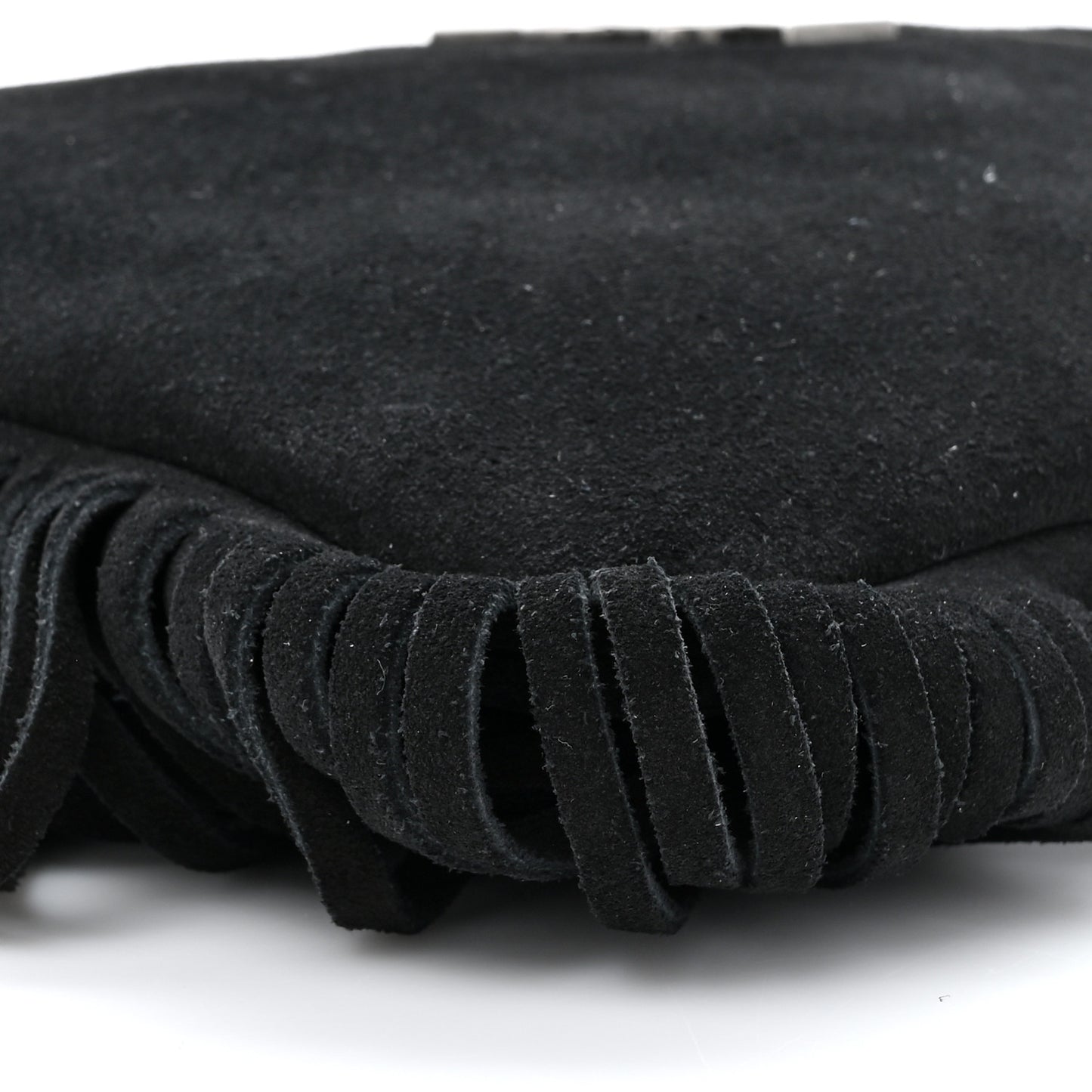 Suede Calfskin Small Fringe Crossbody Bag Black