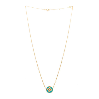Christian Dior 18K Yellow Gold Diamond Turquoise Rose Des Vents Necklace 3 of 5