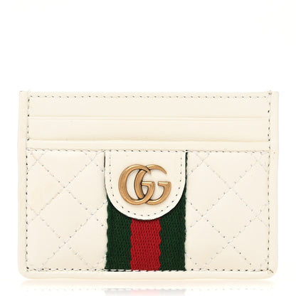 Gucci Calfskin Web Stitched Ophidia Card Holder Off White 1 of 8