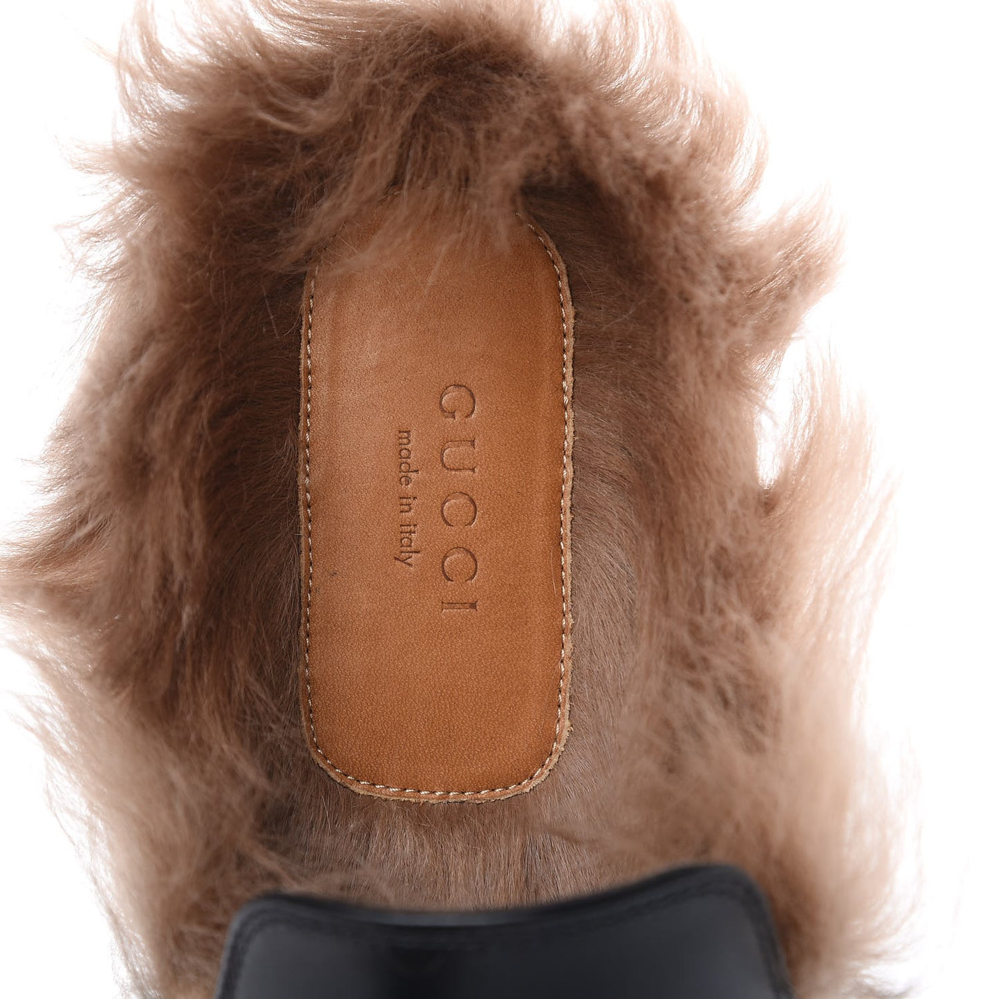 Calfskin Fur Womens Princetown Slippers 41.5 Black