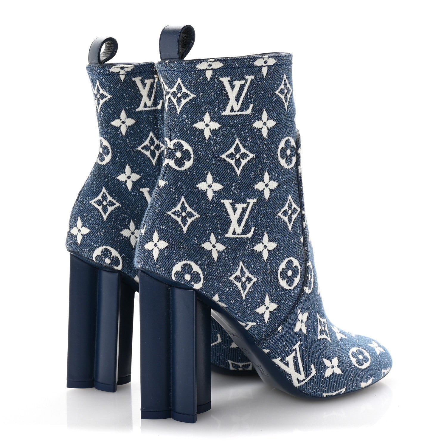 Louis Vuitton Denim Monogram Silhouette Ankle Boots 37.5 Navy Blue 5 of 9