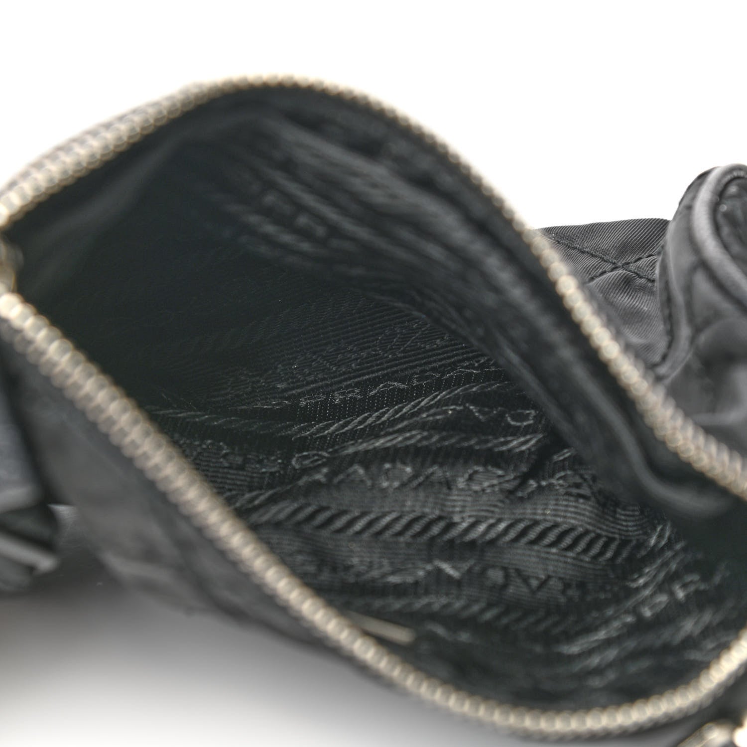 Prada Tessuto Nylon Impunturato Quilted Chain Pochette Black 5 of 8