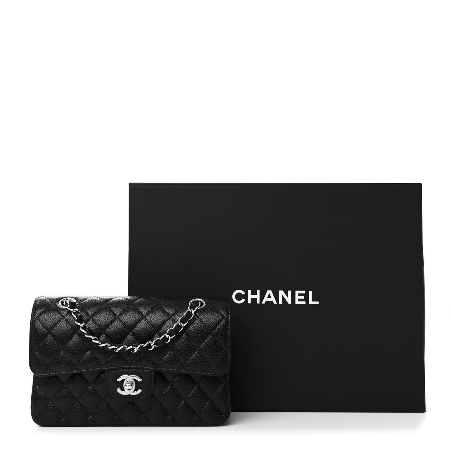 Caviar Quilted Small Double Flap Black