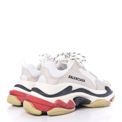 Balenciaga Fabric Mesh Womens Triple S Sneakers 38 Grey Red White 4 of 9