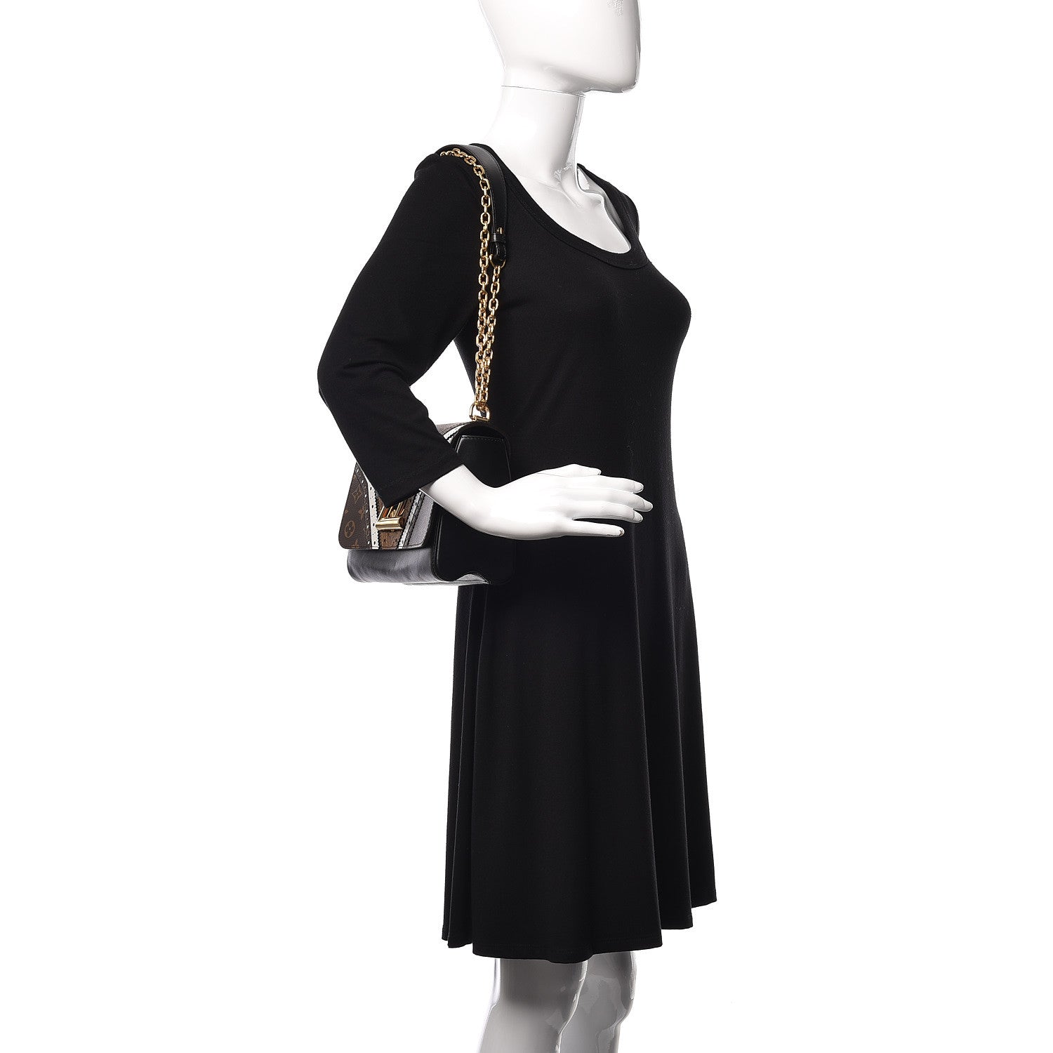 Louis Vuitton Veau Satin Monogram Twist Shoulder Bag MM Black 2 of 12