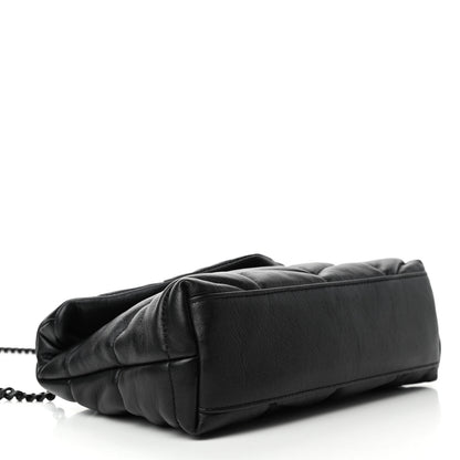 Saint Laurent Calfskin Quilted Toy Loulou Puffer Monogram Monochrome Chain Satchel Black 3 of 4