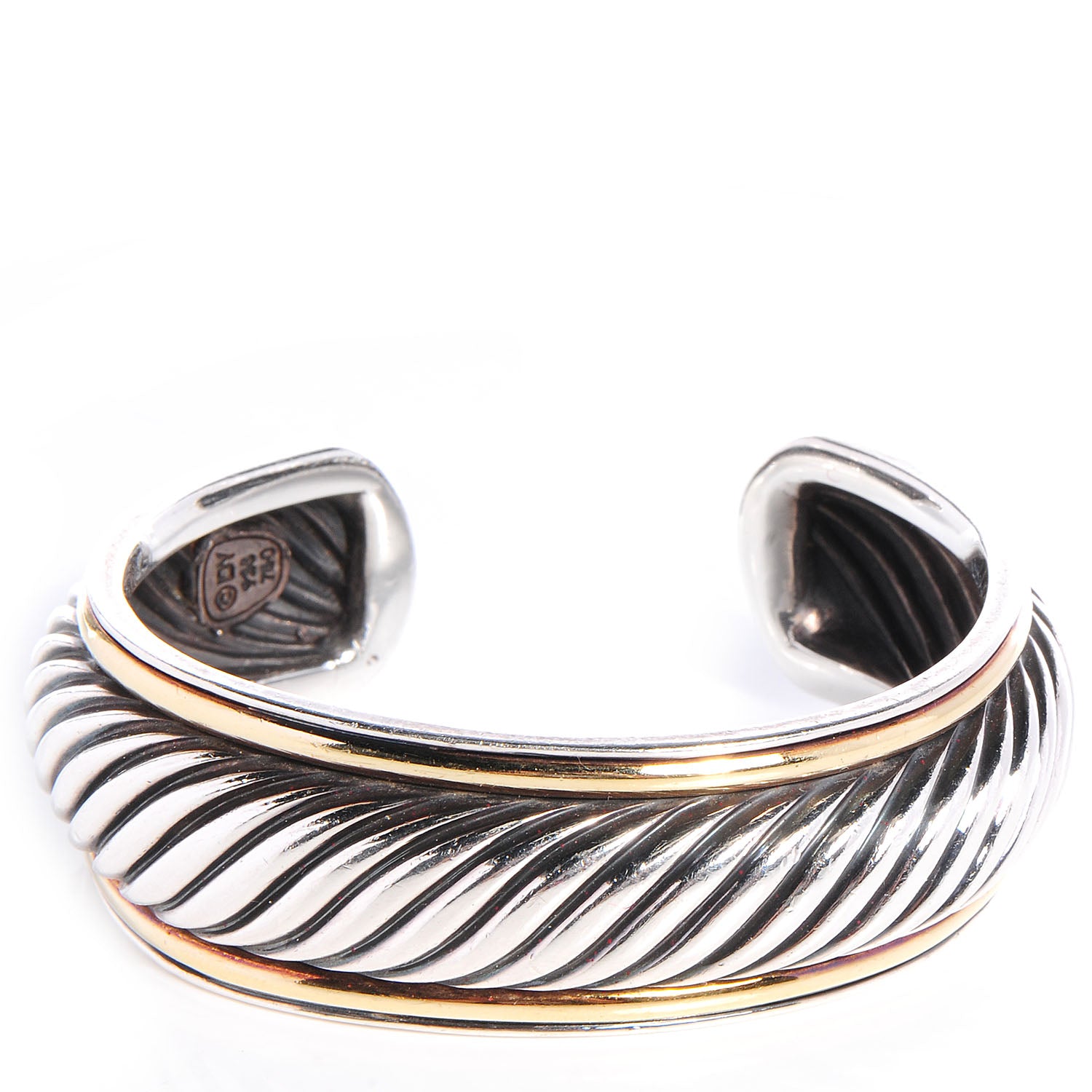 David Yurman Sterling Silver 18k Gold Sculpted Cable Cuff 1 of 5