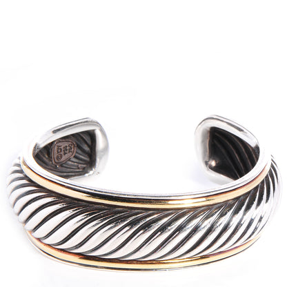 David Yurman Sterling Silver 18k Gold Sculpted Cable Cuff 1 of 5