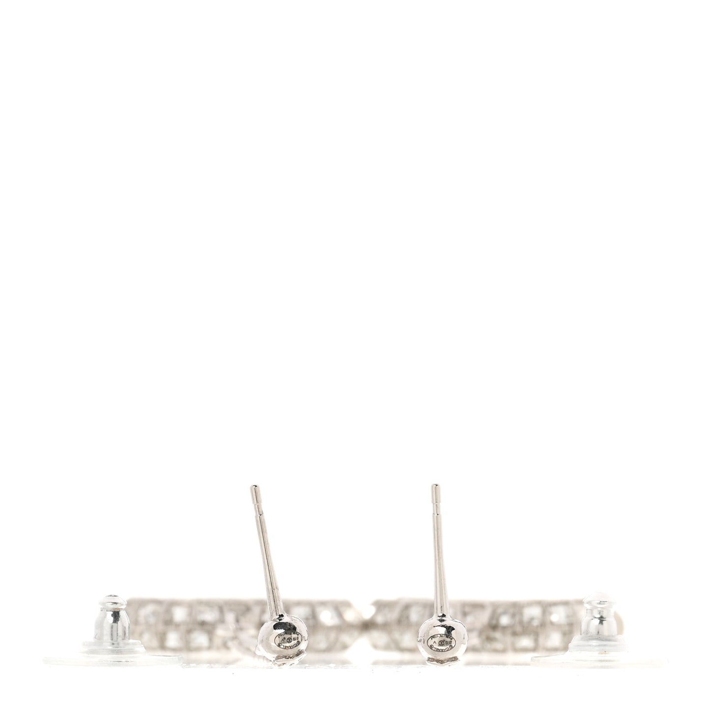 Baguette Crystal CC Drop Earrings Silver