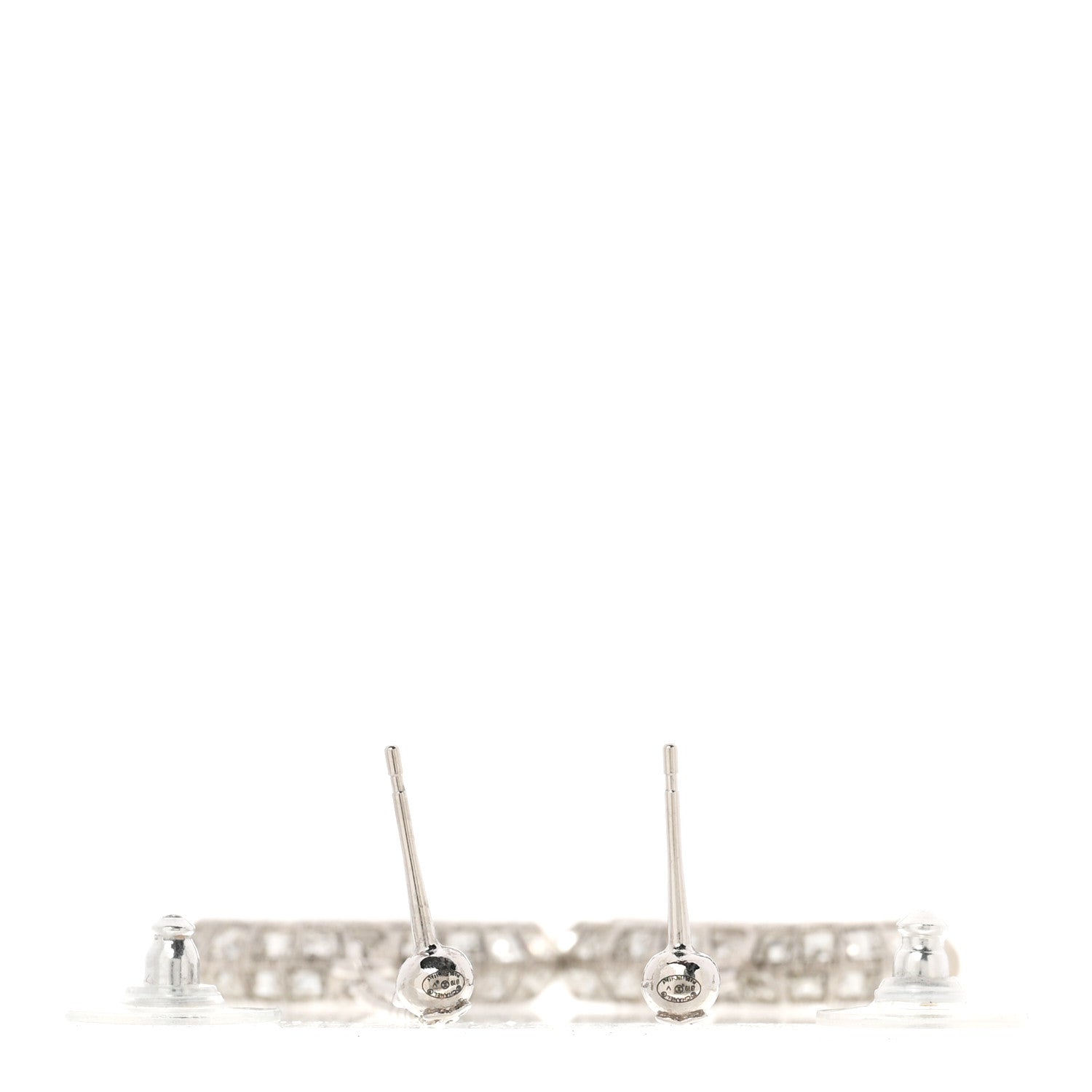 Chanel Baguette Crystal CC Drop Earrings Silver 3 of 5
