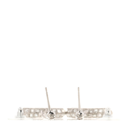 Chanel Baguette Crystal CC Drop Earrings Silver 3 of 5
