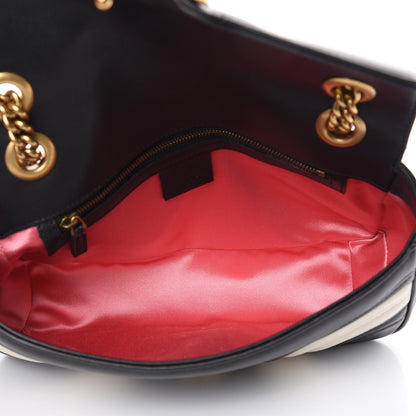 Gucci Calfskin Matelasse Small GG Marmont Shoulder Bag Black White 5 of 15