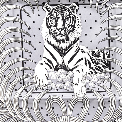 Hermes Silk Tigre Royal Bandana Scarf 55 Gris Bleu Grise Blanc 2 of 5