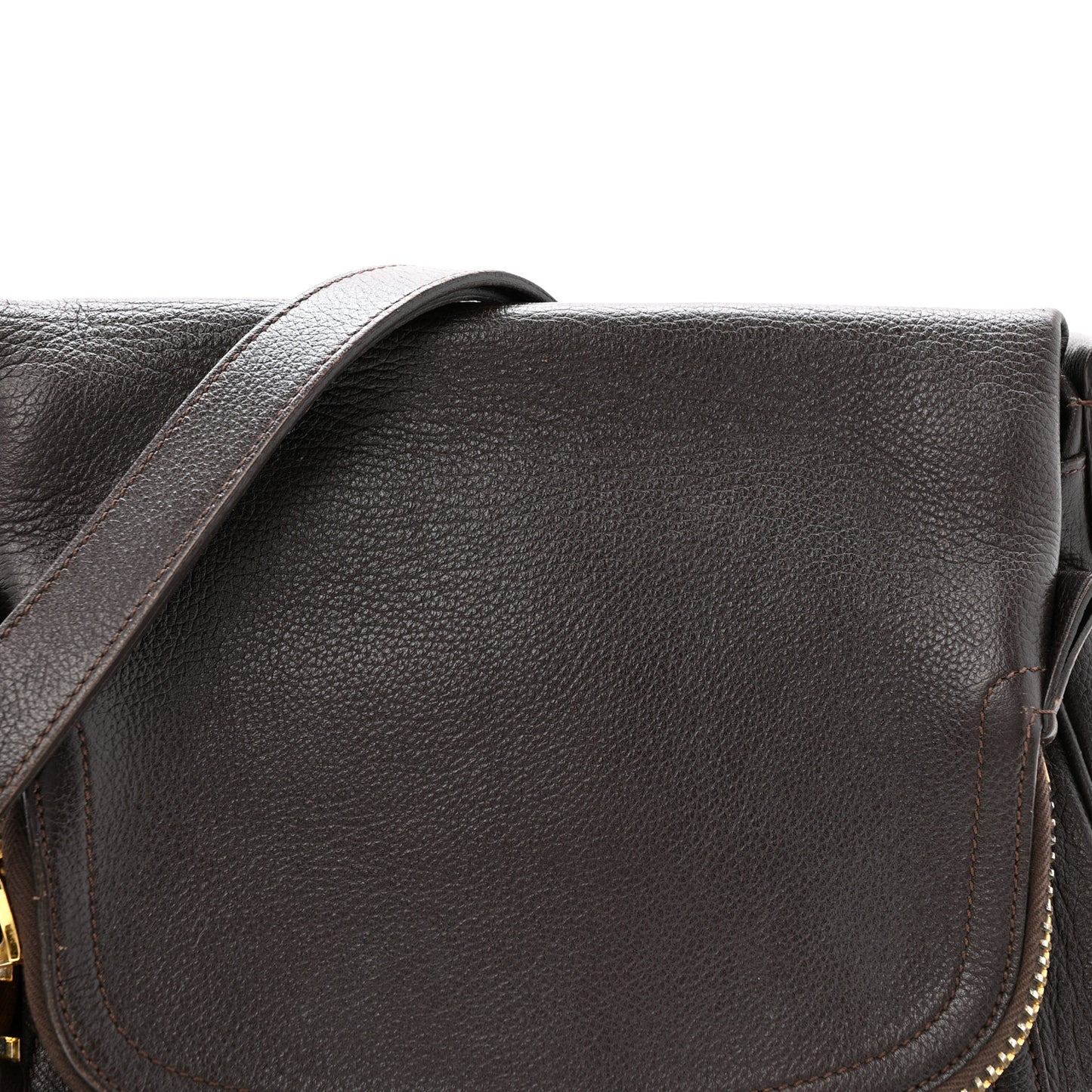 Grained Calfskin Medium Jennifer Crossbody Bag Brown
