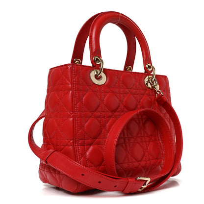 Christian Dior Lambskin Cannage Medium Lady Dior Red 2 of 9