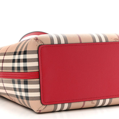 Burberry Grainy Calfskin Haymarket Check Small Reversible Tote Red 8 of 9