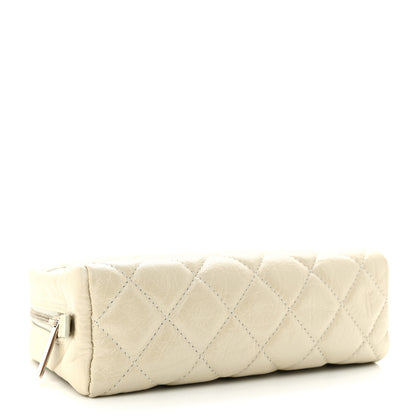 Chanel Metallic Aged Calfskin Quilted Cambon Cosmetic Case Argent Clair 4 of 9