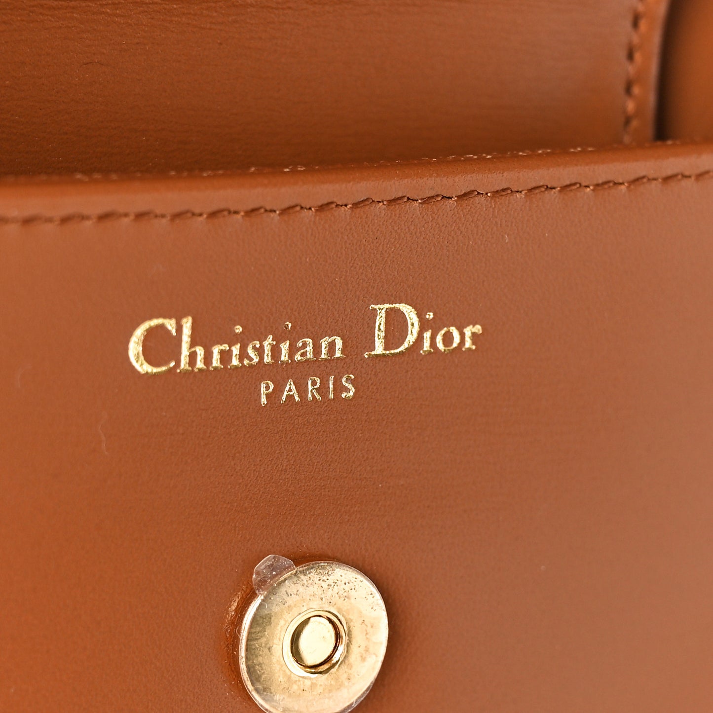 Smooth Calfskin Medium Diordouble Chain Bag Brown