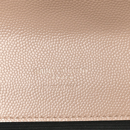 Saint Laurent Grain De Poudre Matelasse Chevron Monogram Envelope Clutch Dark Beige 6 of 8