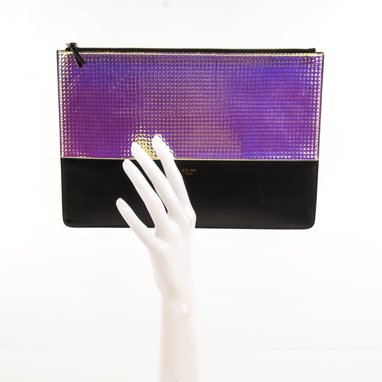 Celine Lambskin Bi-Color Solo Clutch Pouch Black 2 of 6