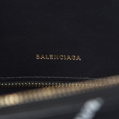 Balenciaga Calfskin Allover Logo S Ville Top Handle Bag Black White 7 of 10