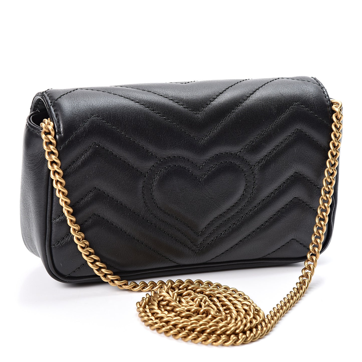 Calfskin Matelasse Super Mini GG Marmont Shoulder Bag Black