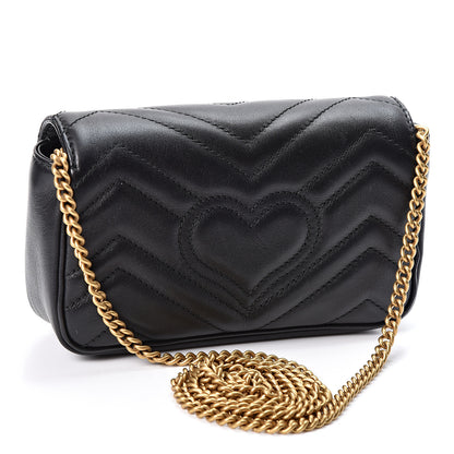Gucci Calfskin Matelasse Super Mini GG Marmont Shoulder Bag Black 2 of 10