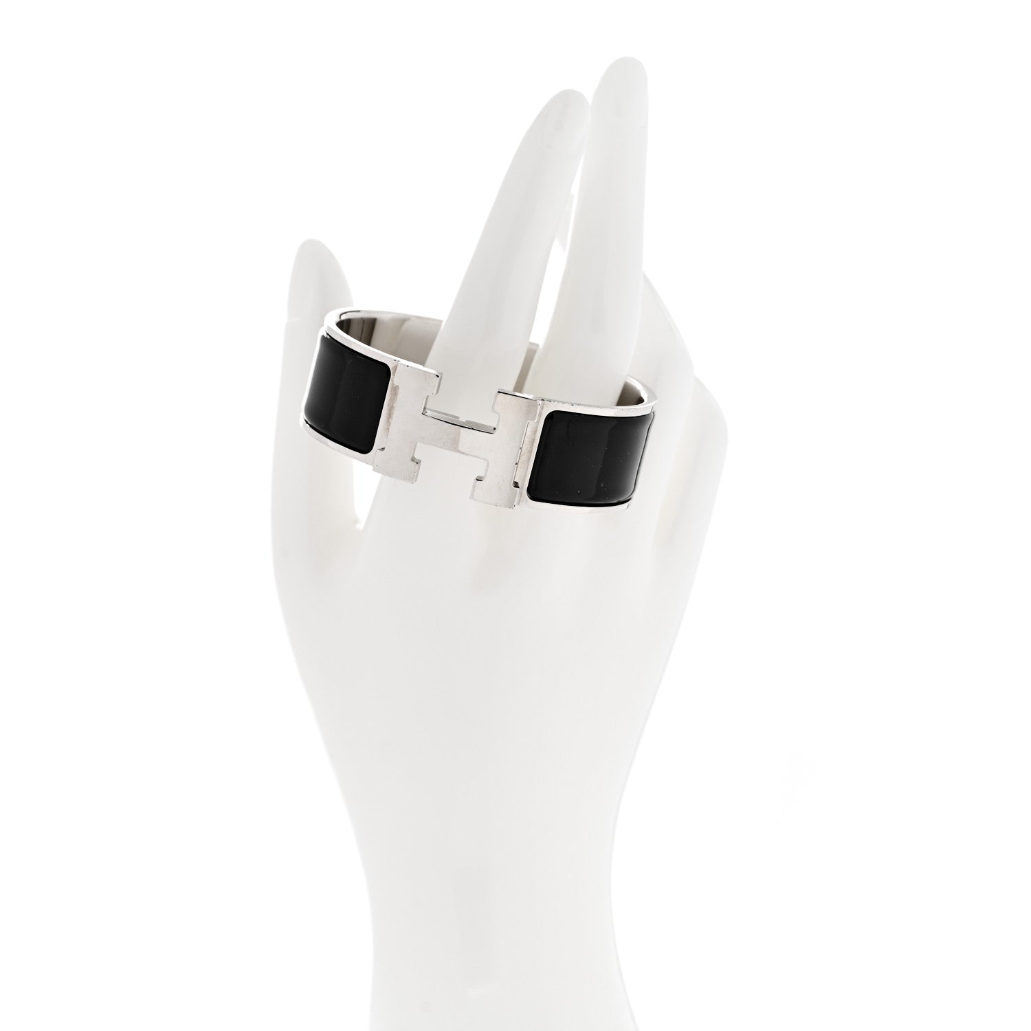 Hermes Enamel Wide Clic Clac H Bracelet GM Black 2 of 6
