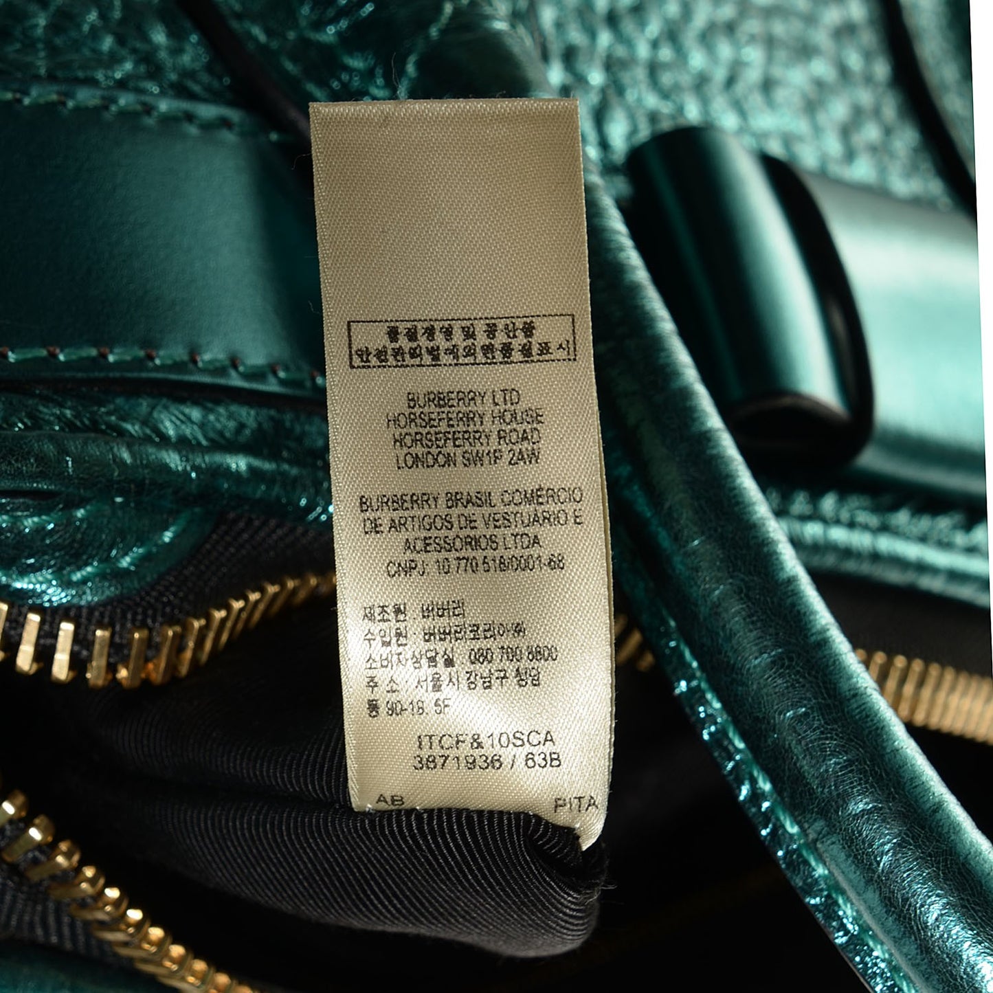 Metallic Calfskin Blaze Satchel Petrol Blue