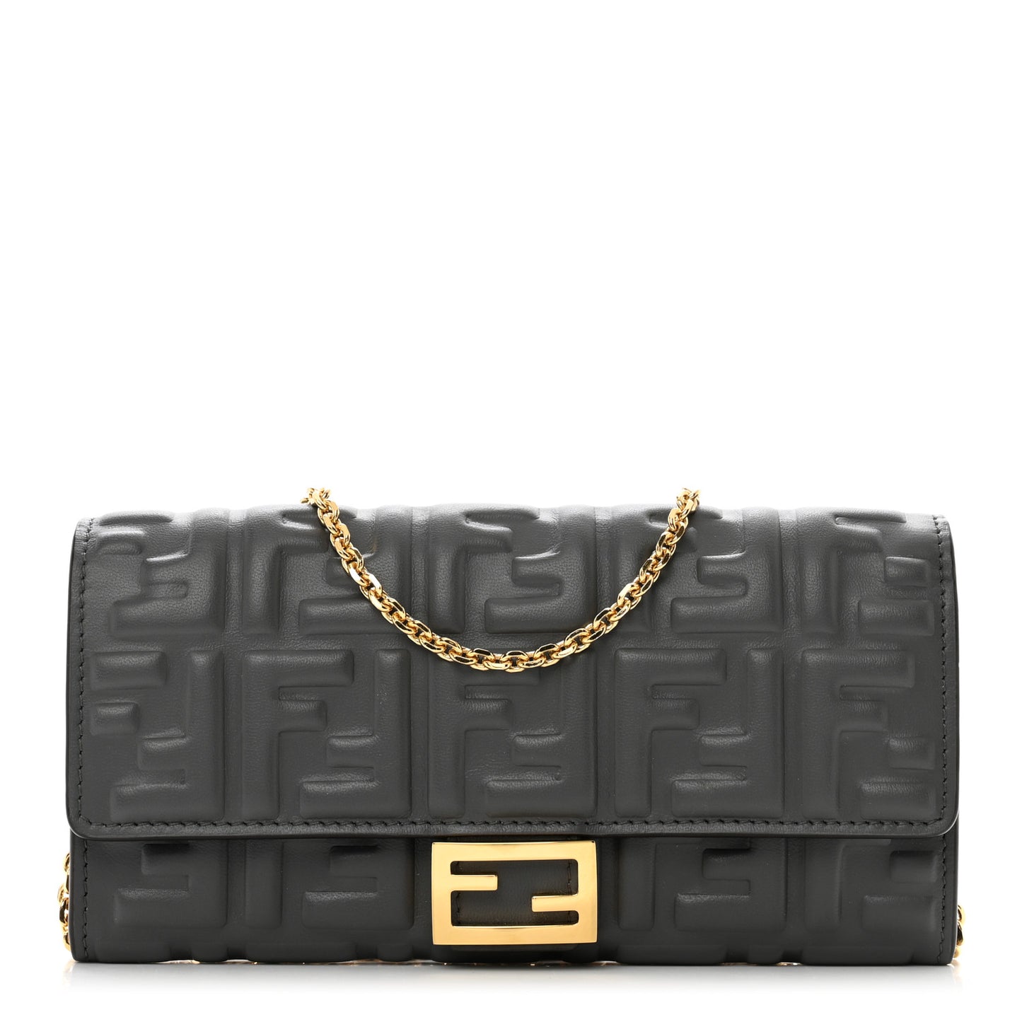 Nappa FF Embossed Continental Wallet On Chain Anthracite